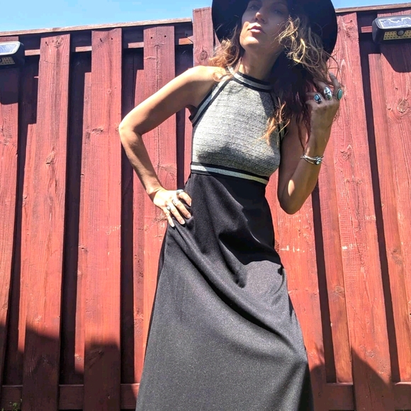 70s disco lurex knit maxi dress - Picture 2 of 5